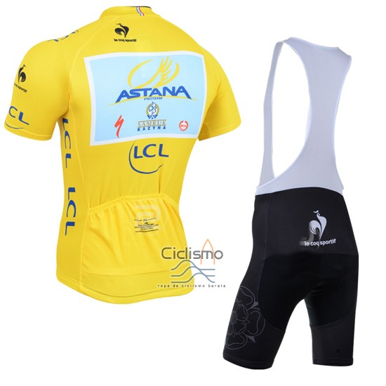 Tour DE Francia Lider Ropa Ciclismo Culotte Corto 2014 Hombre Mangas Cortas AStana Lider AMarillo